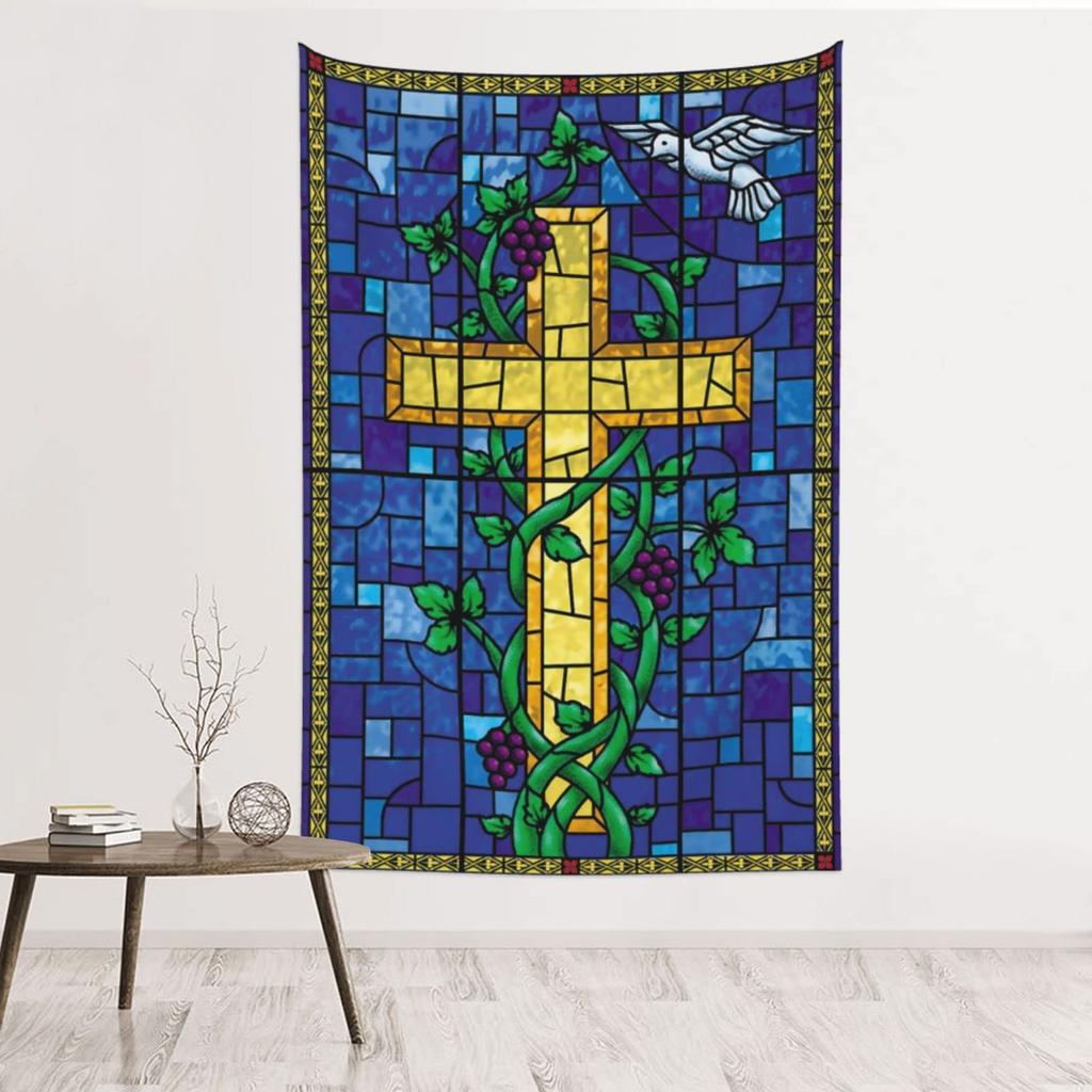 Gobelín Christ Cross Gobelín Nástěnné umění Křesťanská víra Dekor Dárek Ložnice Obývací pokoj Kolej Západ slunce Kříž