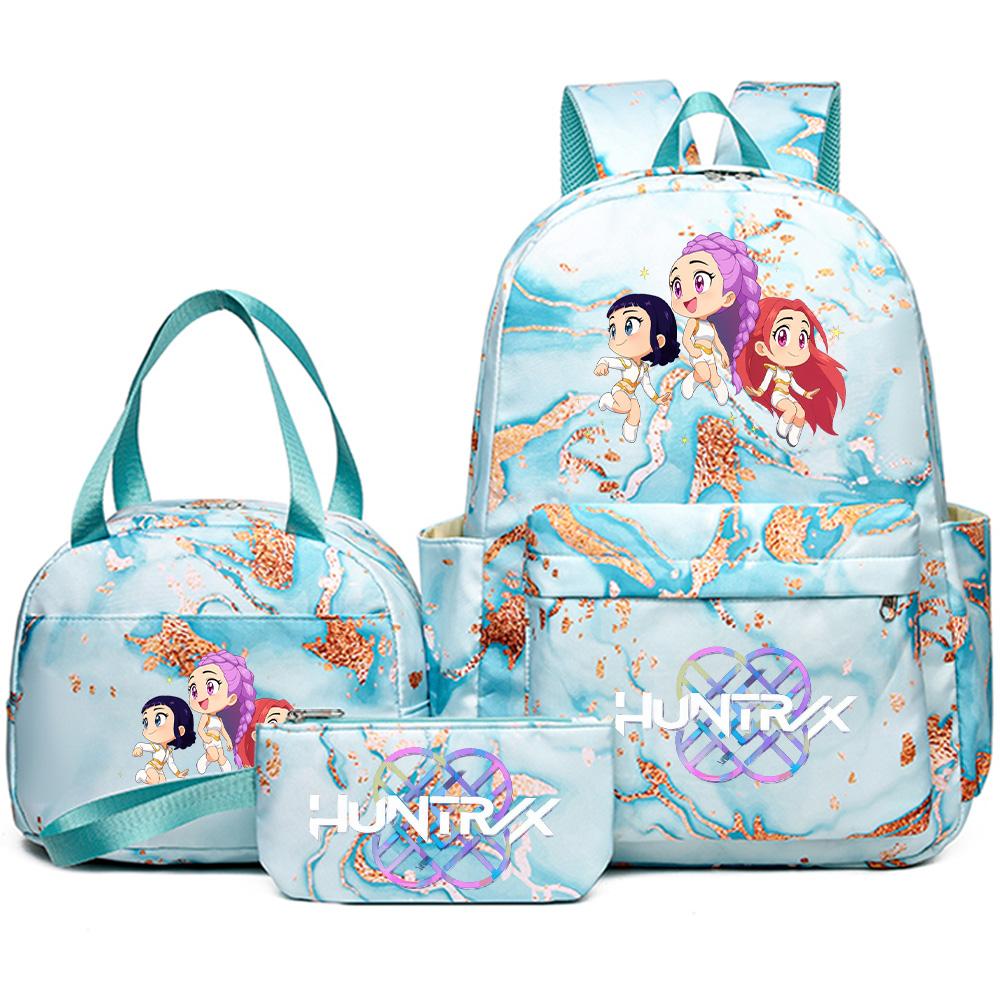 3Pcs/set Cartoon Kpop Printed Backpack with Handbag Pencil Case for Teenager Student Girl Boy Bookbag Schoolbag Women Large Capacity Travel Bag
