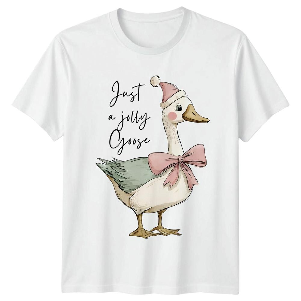 Just A Jolly Goose Christmas Holiday Animals Unisexs Unisexs Graphic Tee S