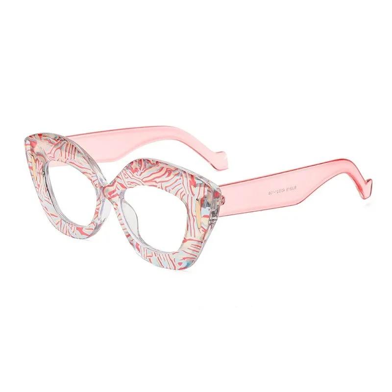 

Unisex Fashion New Blue-blocking Light Reading Glasses Fashion Cat-eye Floral Print Frame High-definition Far-sighted Glasses +4.0 1.5