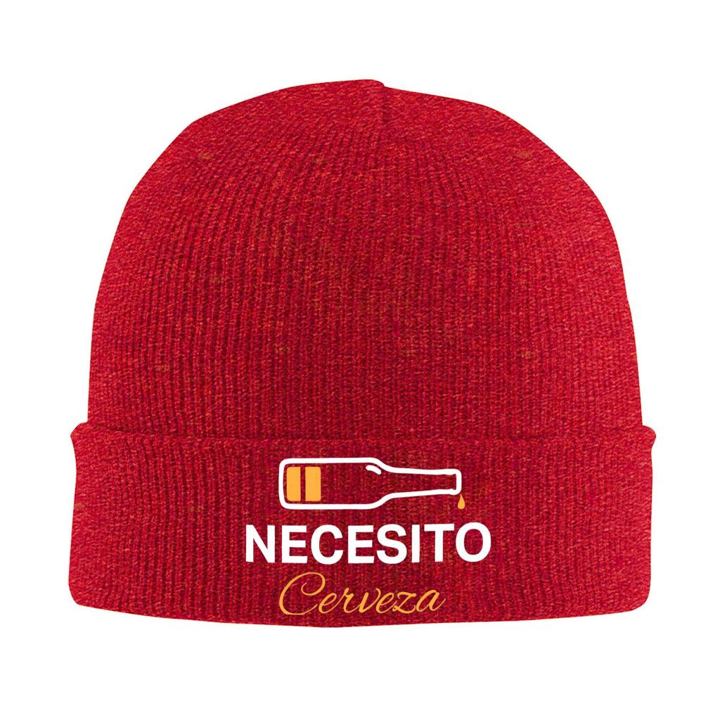 Necesito Cerveza  Knit Cuff Beanie Skull Hats For Women Men Funny Winter Warm Bonnet Hats