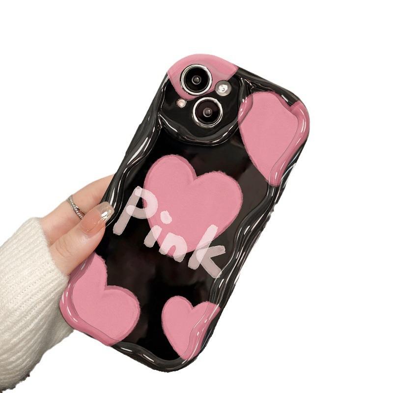 Applicable To Apple 16promax Mobile Phone Case New Female IPhone 13 Smudge Pink Love Heart Silicone Soft