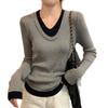 Color-block fake two-piece patchwork knit sweater, new slim autumn/winter slimming long-sleeve sweater base top for women