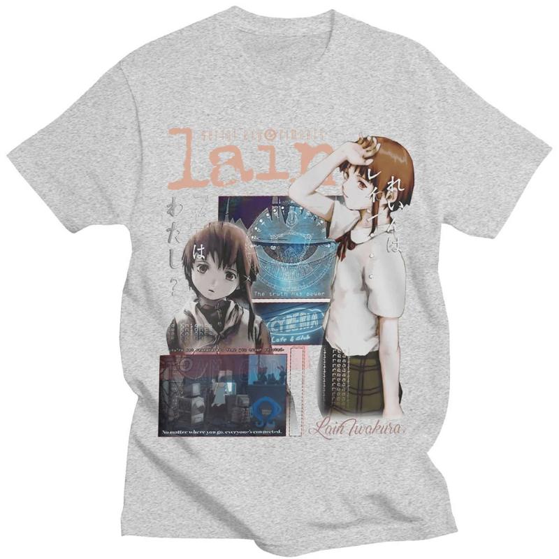 Anime TV Serial Experiments Lain Oversized T-Shirt Men's Women's Iwakura Manga Girl Sci Fi Short Sleeve T-shirts Streetwear Tops