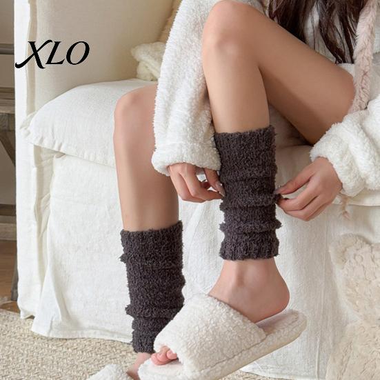 Thick Coral Velvet Footwear Thickened Thermal Knee Sleeve for Women, Winter Warm Fleece Leg Warmers, Breathable Fuzzy High Socks Pads Skiing