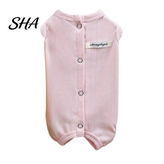 Dog Clothes Pajamas, Sleeveless T-Shirt, Snap Closure, Breathable Pet Clothing Four-Legged for Small Dogs, Summer Puppy Apparel Sweat-wicking Shirt XS розовый