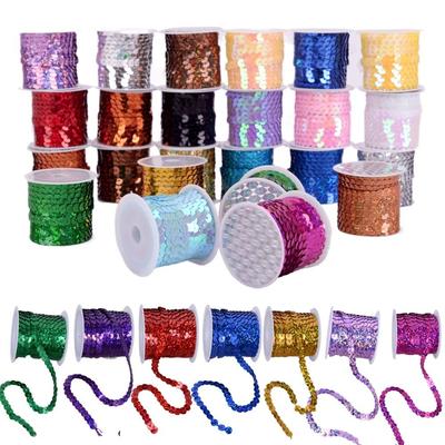 Colorful 5M Sequins Trims Shiny Loose Round Paillettes Decorative Lace Fashion Flat PVC Sequins Garment Ornament