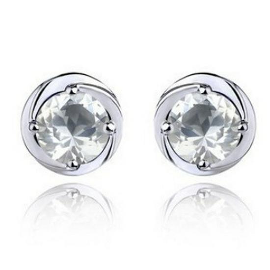 S925 Sterling Silver Amethyst Round Four-Claw Crystal Stud Earrings