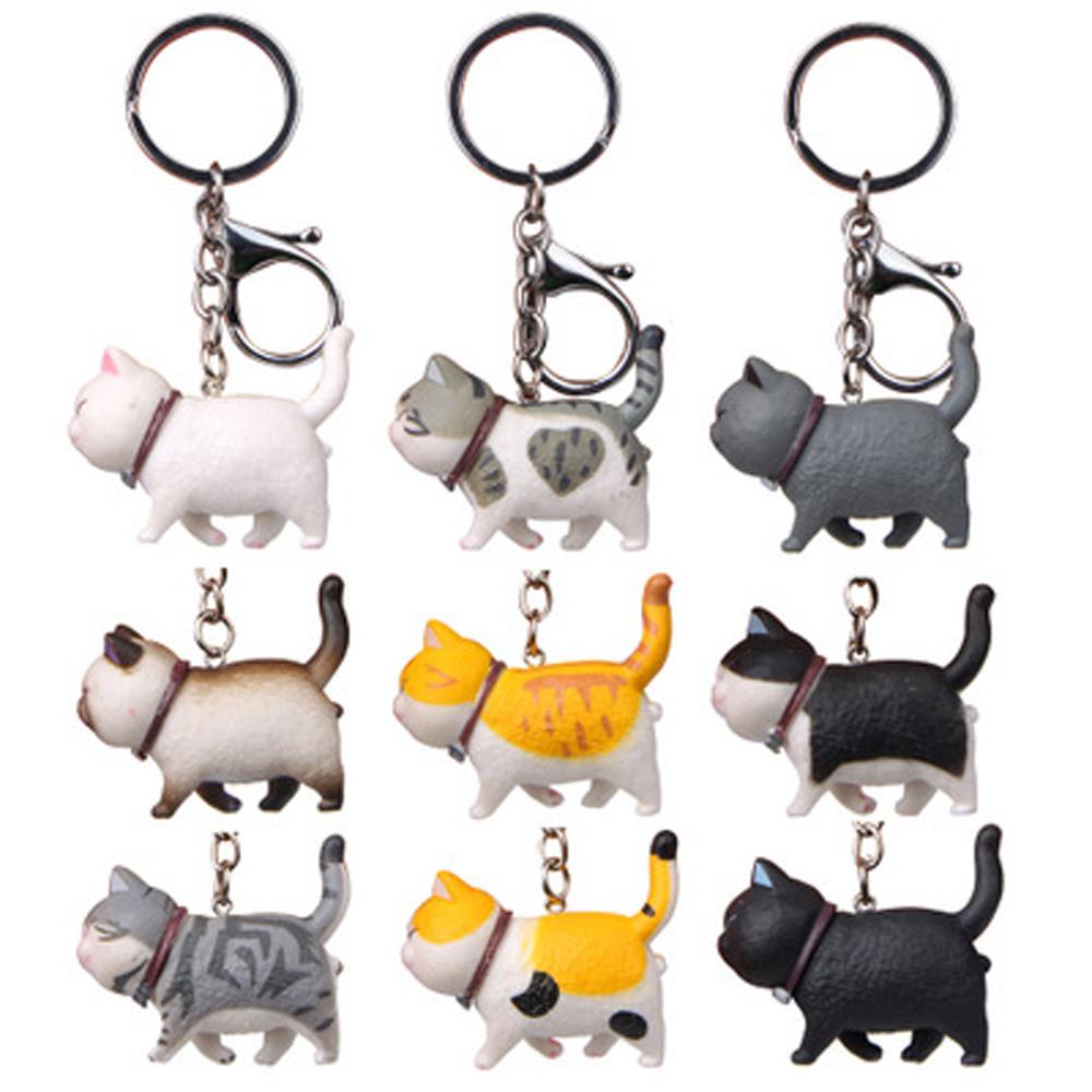 Zinc Zinc Alloy Cute Car Cartoon Animal Bag Hanging Pendant Cat Keyring Keychain Kitten Key Chain