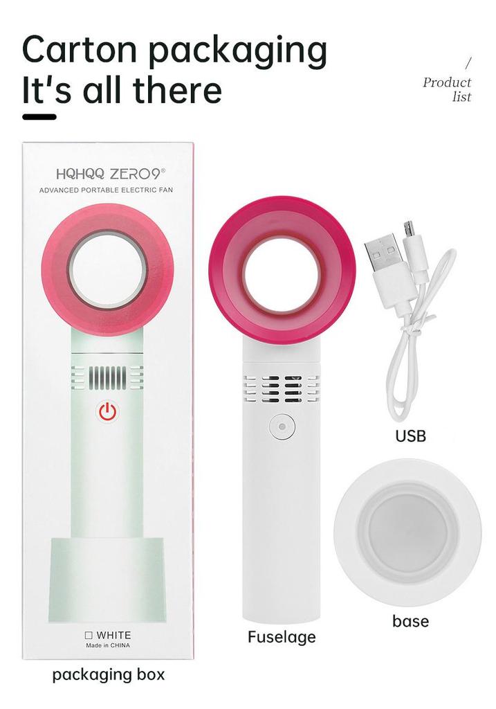 USB Rechargeable Bladeless Mini Handheld Fan for Eyelash Extensions & Beauty