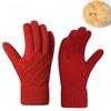 Double-layer Jacquard Gloves Fleece Lined Outdoor Sports Gloves Winter Warm Knitted Gloves