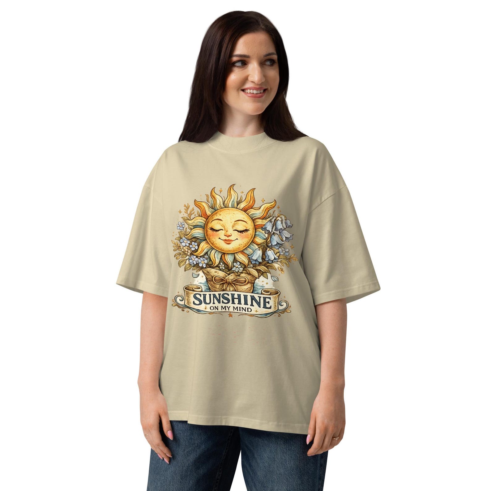 Organic Cotton Sunshine Graphic Tee, Oversized Summer Beach Shirt 2XL