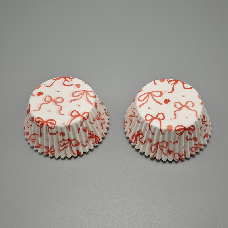Paper Baking Cups 100PCS Bow Cake Cups Cupcake Molds Holder for Muffin Homemade Cake Events