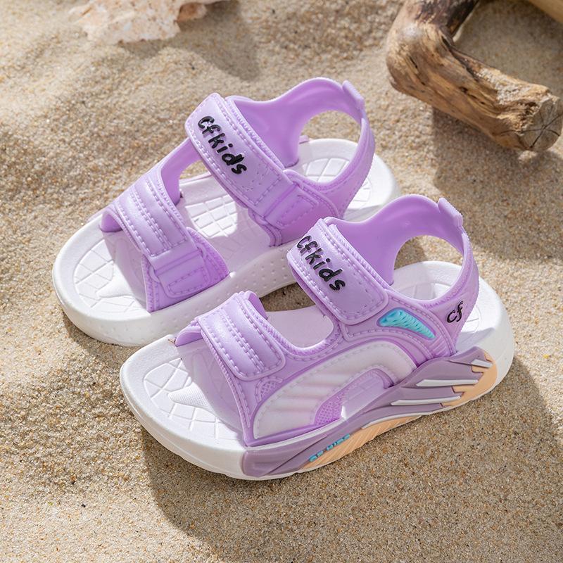 

Children s Sandals New Summer Non-Slip Soft Sole Girls Velcro Toddler Shoes Baby Beach Sandals 30（Inner Length18.5cm фиолетовый
