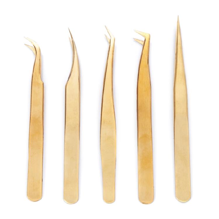 Eyelash Extension Tweezer Gold Lash Applicator Tool Precision Lashes Tweezers