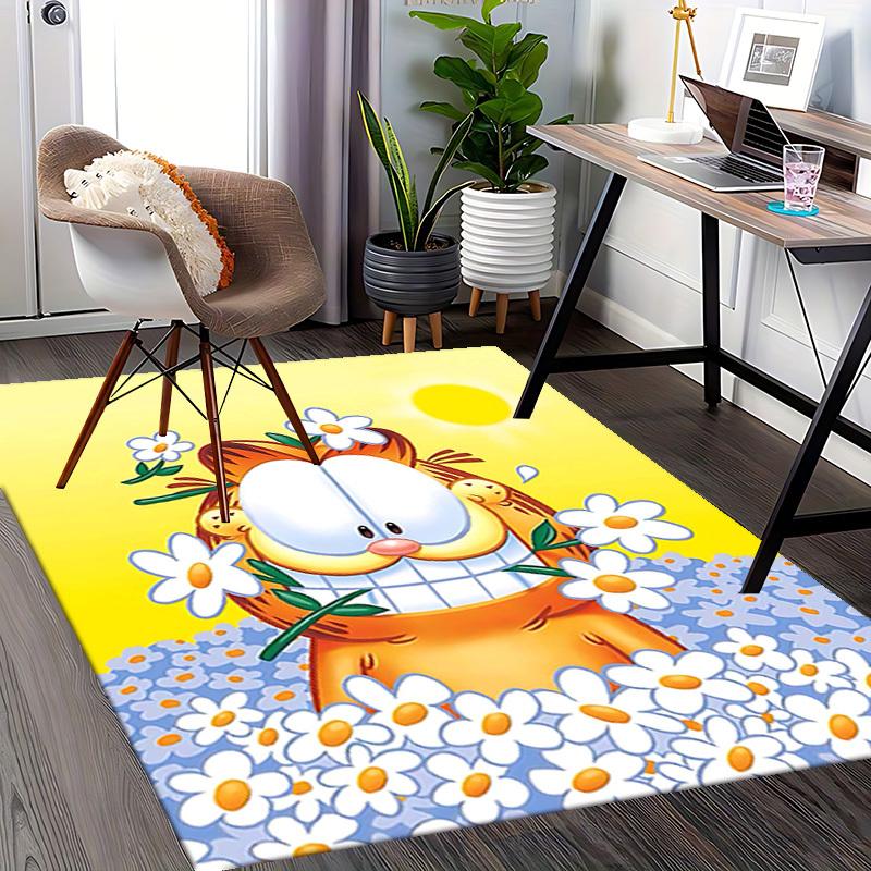 1pc Garfield Flower Office Chair Mat - Anime Cartoon Design, Non-Slip Carpet for Home Decor, Suitable for All Seasons, Ideal Gift for Holidays.Q075