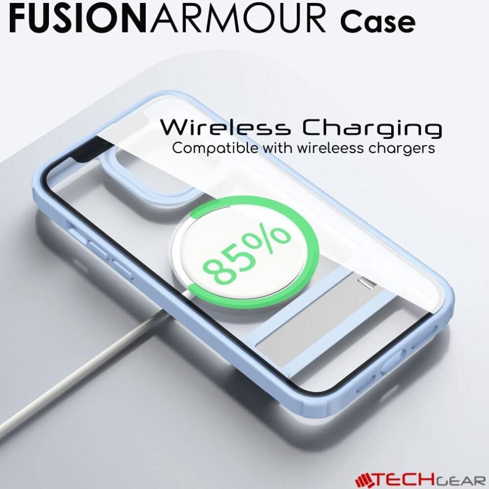 iPhone 14 Stand Case [Fusion Armour] Tough Rugged Protective Kickstand Case Heavy Duty Protection with Clear Back, Supports Wireless Charging