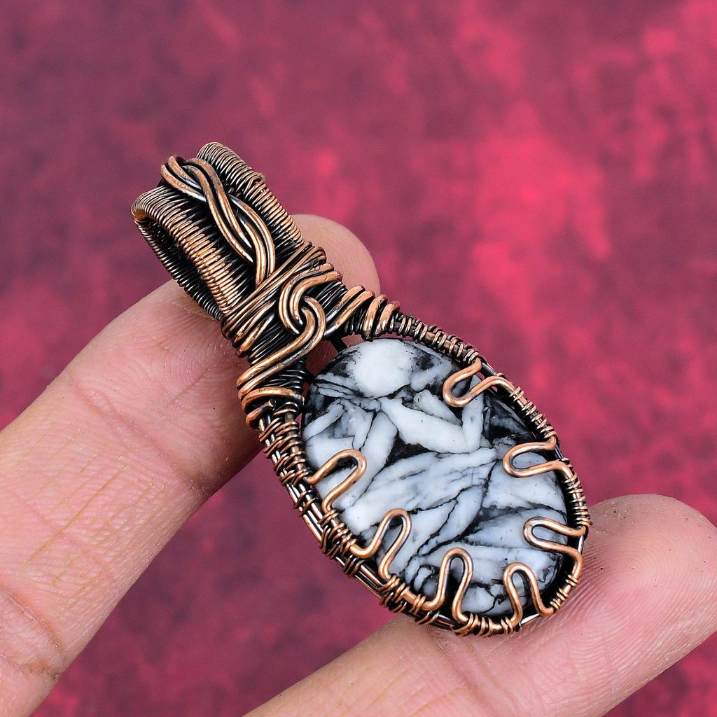 Pinolith jasper pendant copper wire wrapped pendant handmade copper jewelry very pretty gemstone pendant wire wrap jewelry anniversary gifts