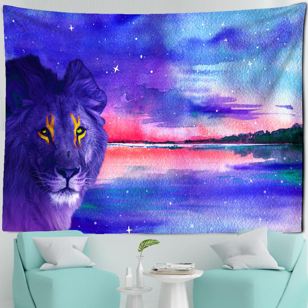 Картина маслом Лев гобелен настенный животное психоделическое колдовство богемный стиль — фото 4
