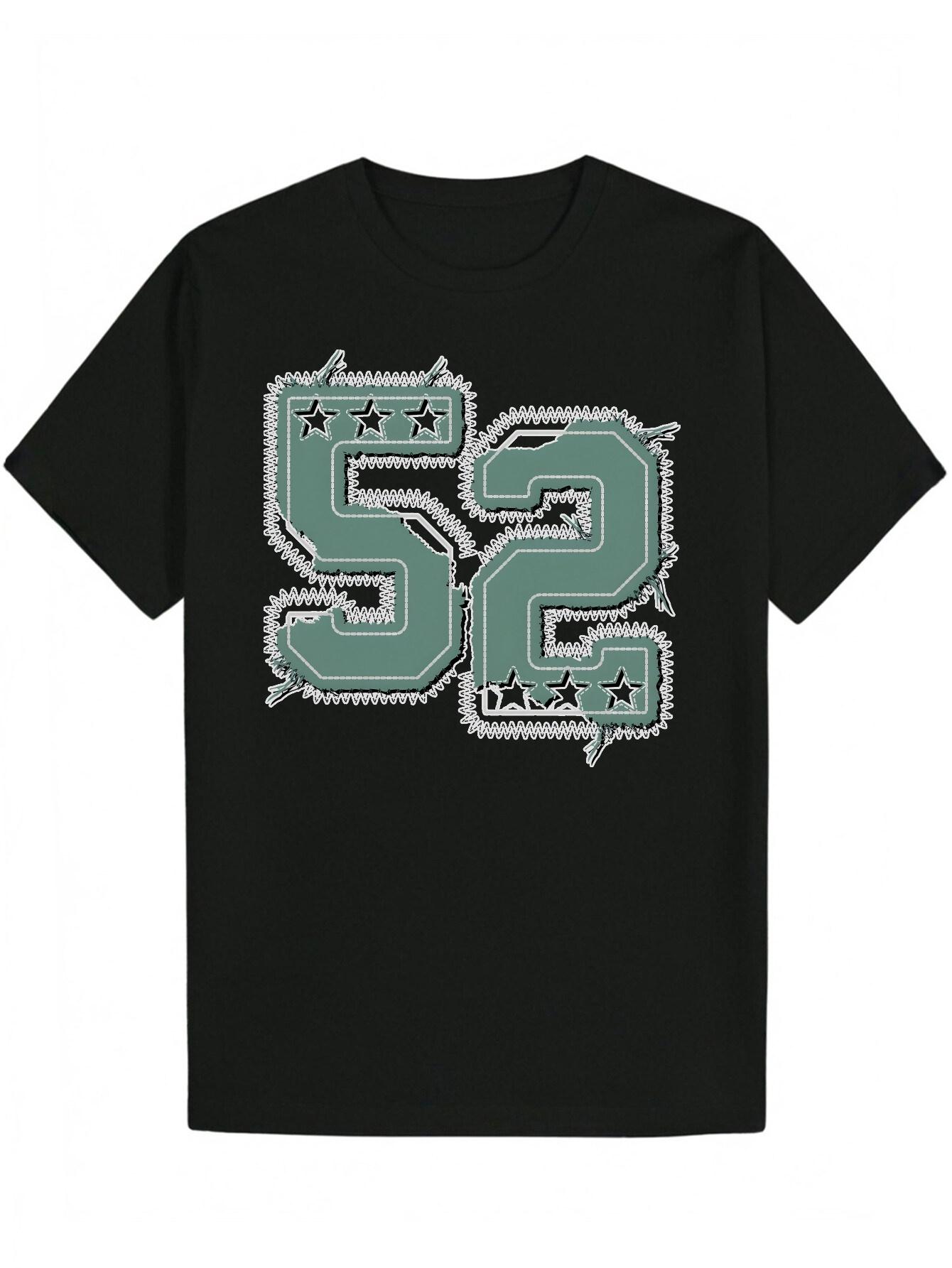 Crew Neck Polyester T-shirt with Stylish Letter Print - Black XL