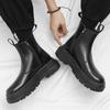 Fashion 2024 Split Leather Chelsea Boots for Men Platform Ankle Boots Male Thick Bottom Motorcycle Boots Spring Mens Chunky Casual Shoes