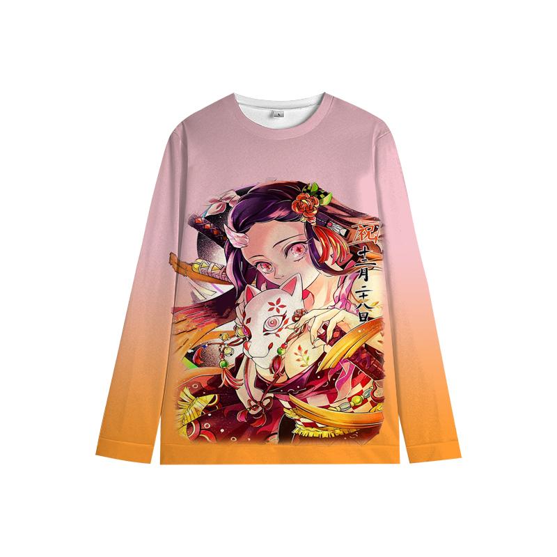 Толстовка с капюшоном «Убийца демонов» Kimetsu No Yaiba для девочек, детская спортивная одежда с круглым вырезом и длинными рукавами, милая детская осенняя одежда с героями мультфильмов 100 белый