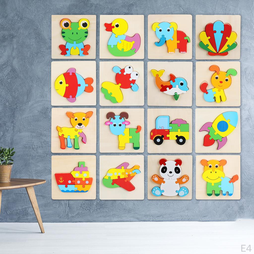 3D Wooden Animal Puzzle Jigsaw Building Blocks Sorting Game Pre-school Learning Educational