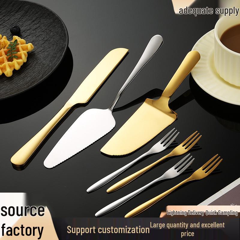 Stainless Steel Cake Spatula and Serrated Bread Knife Set with Mooncake Knife, Forks, and Triangle Shovel