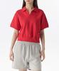 MUSINSA STANDARD WOMAN Women'S Double Knit Collared Short Sleeve Sweatshirt [Red]