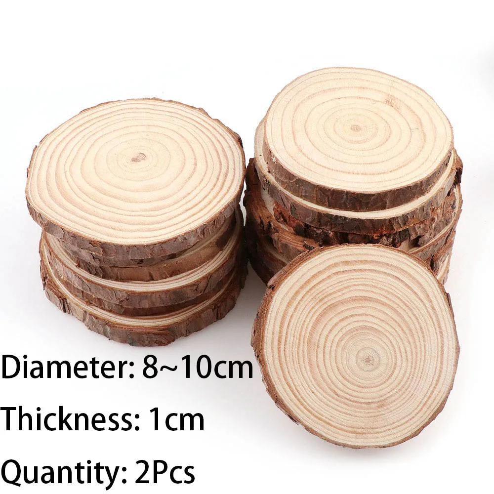 3-16CM/1-10pcsThick Natural Pine Round Unfinished Wood Slices Circles With Tree Bark Log Discs DIY Crafts Wedding Party Painting