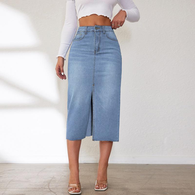 Gonna Lunga di Jeans Retro Americana Spaccata per Donna (Collezione 2025)