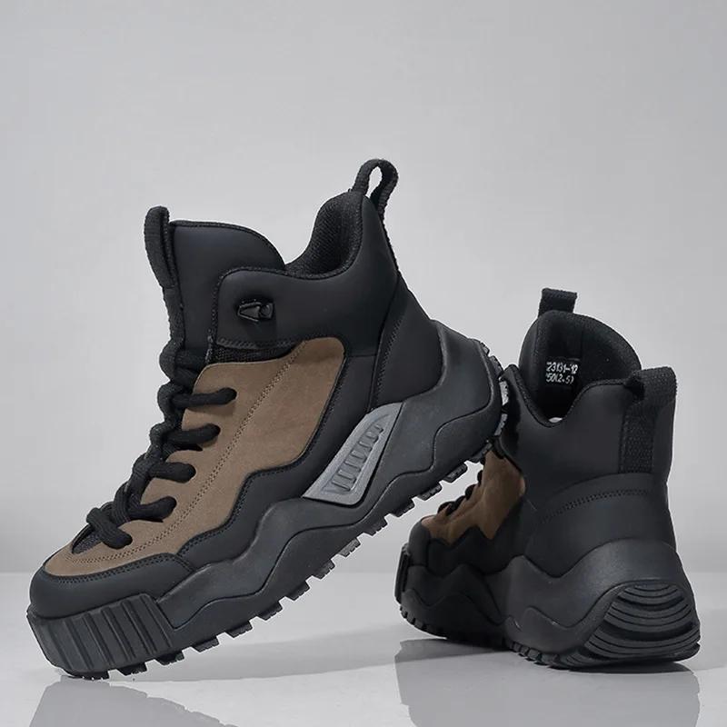 Spring Autumn New Men's Shoes Thick Soled Height Increasing Casual Sports Shoes Outdoor Adventure Mountaineering Travel Shoes