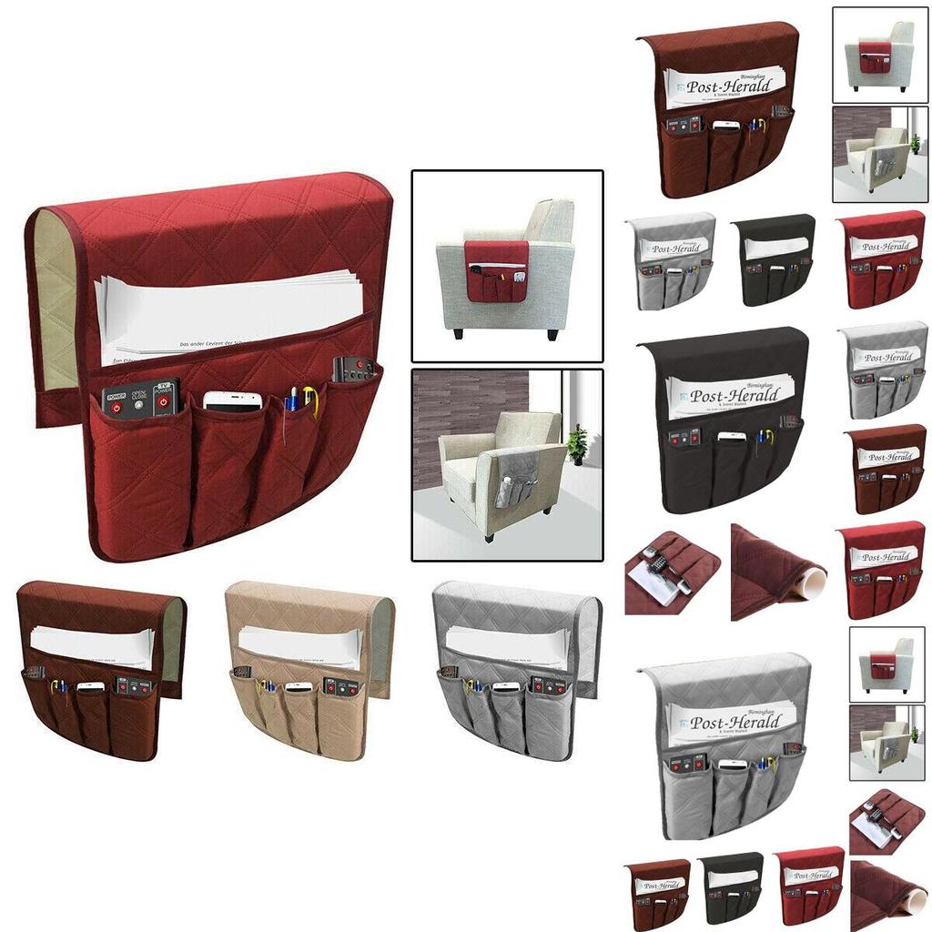 Multifunctional 5 Pocket Sofa Chair Arm Rest Organiser Tray For Clutter-free Living