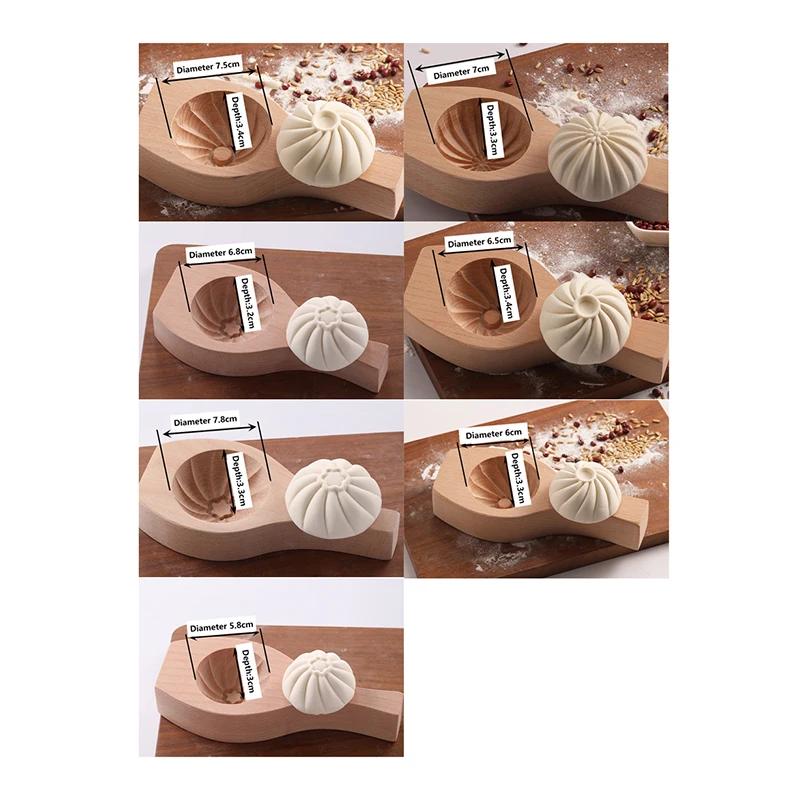 3D Drewniana Forma do Gotowania na Parze Chleba Pogrubiona Rzeźbiona Kreatywna Forma do Ciasta na Parze z Nadzieniem do Rodzinnego DIY Ręcznie Robiona Maszynka do Baozi