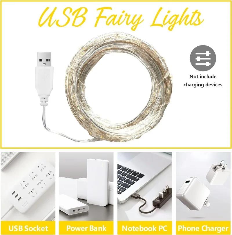 Usb Led String Lights Copper Silver Wire Garland Light Waterproof Led Fairy Lights For Christmas Wedding Outdoor Decoration