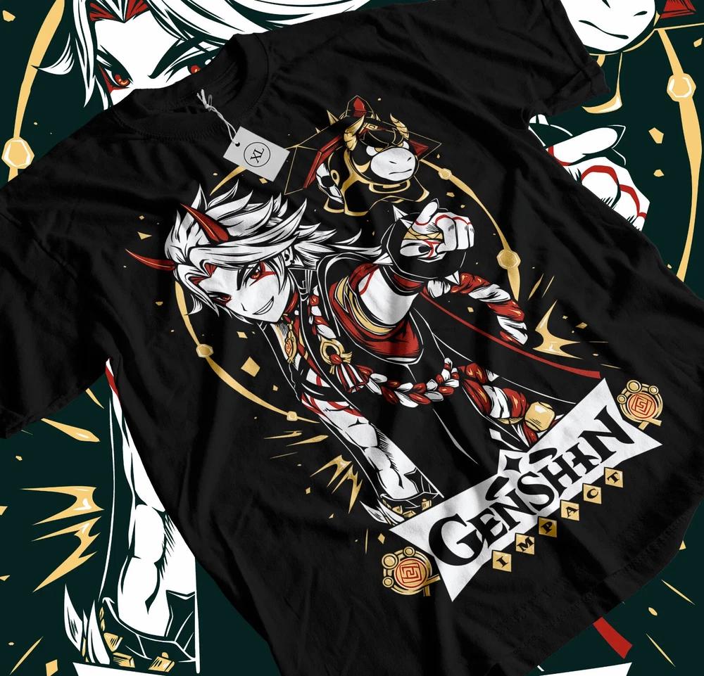 Anime Genshin Impact Itto Graphic Black TShirt Size S4xl S
