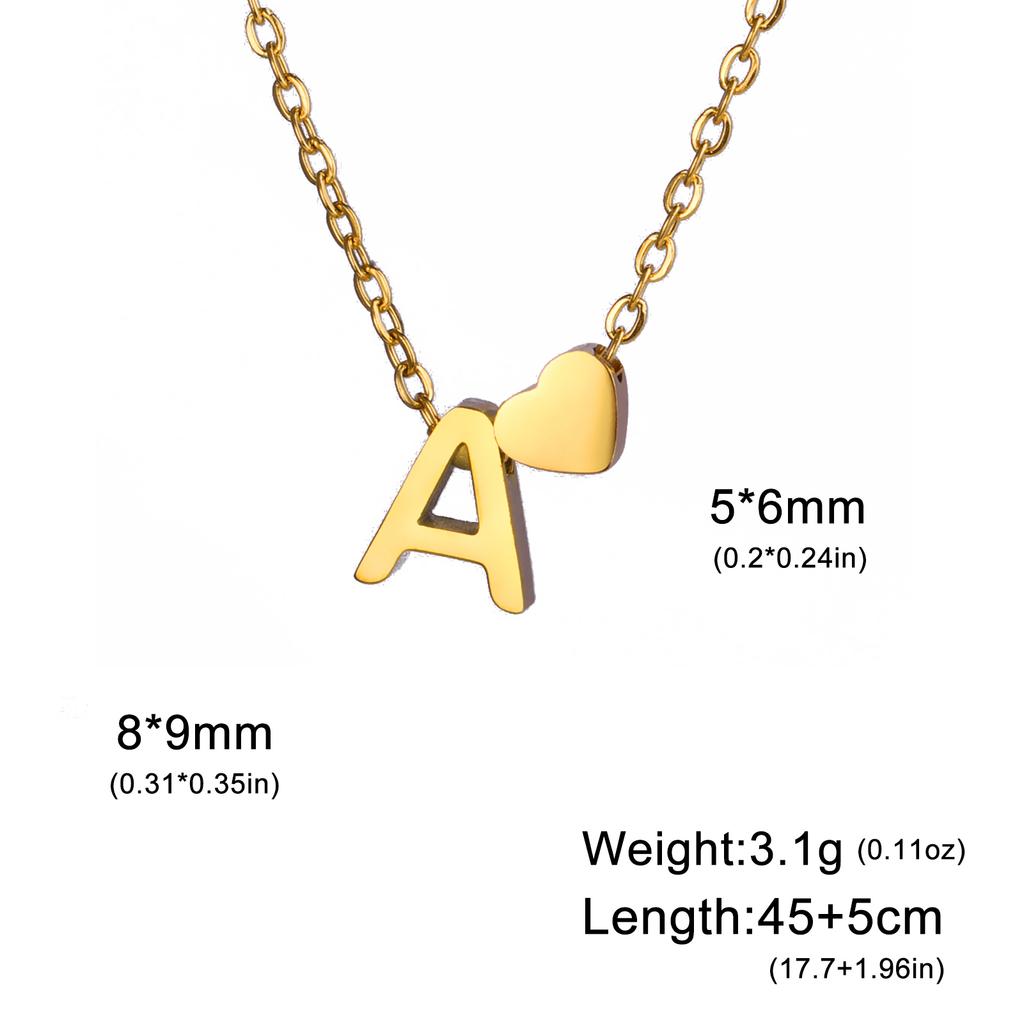 Cazador Mini Heart Initial Letter Pendant Necklaces for Women Stainless Steel A-Z Alphabet Choker Chain Jewelry Valentine Gift