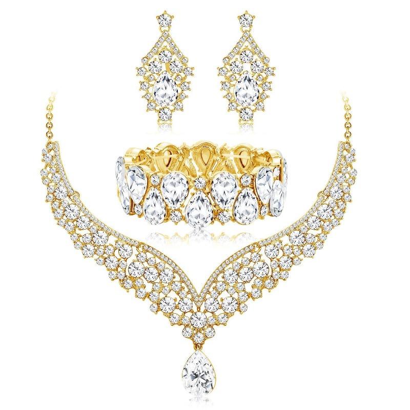 Ladies Wedding Banquet Dress Necklace Earrings Bracelet Jewelry Fashion Jewelry Set