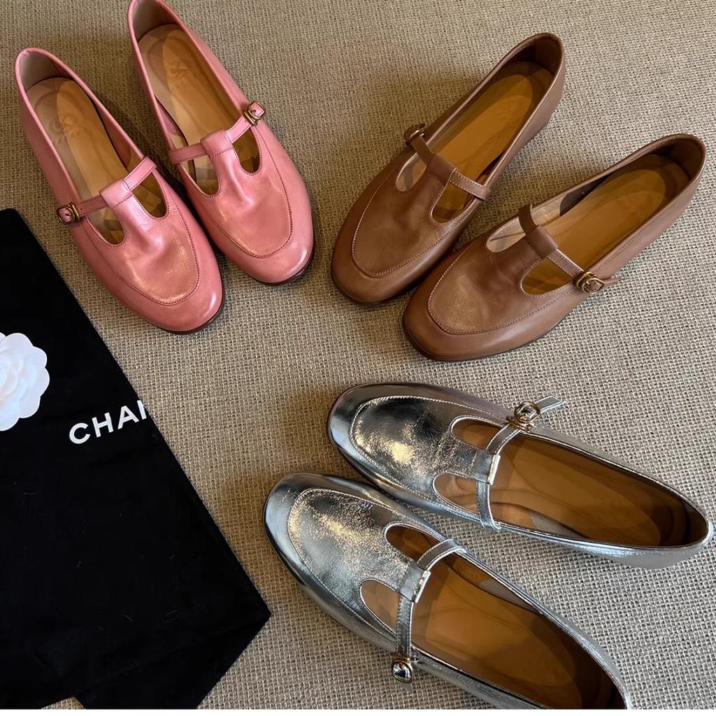 Fashion Flat Bottomed Round Toe Retro Mary Jane Shoes for Women In the Spring of 2025, New Single Kick Shoes, British Loafers