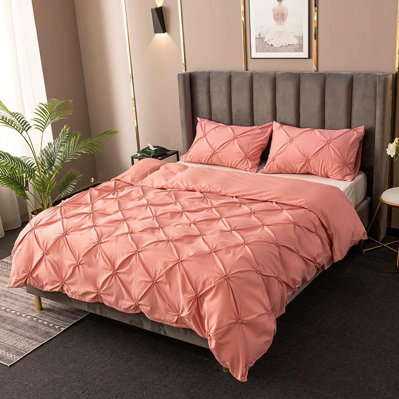Rope Plain Solid Color Quilt Cover Pillowcase Bedding 3D Comforter Set Bed Sheets Three-piece Set