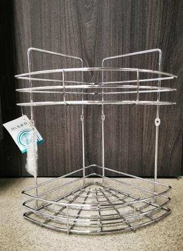 Corner bathroom shelf for shower, 2 levels, chrome