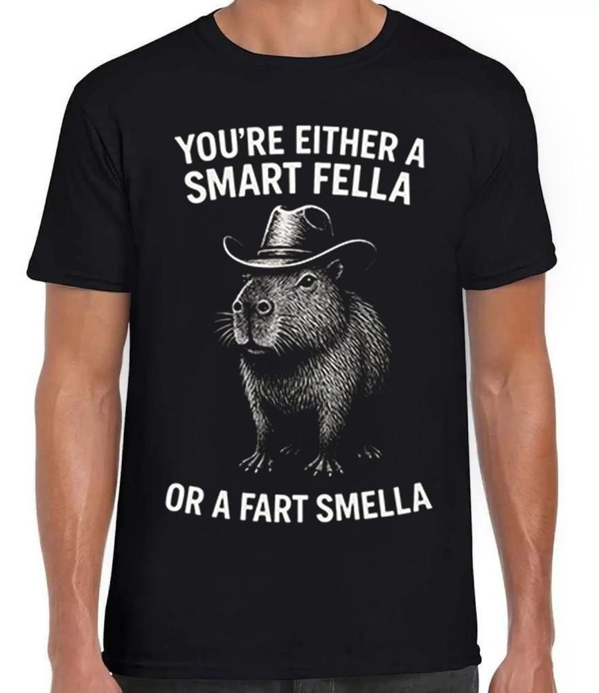 Capybara Smart Fella Or Fart Smella Best Seller Funny Gift Black Tee T Shirt 435