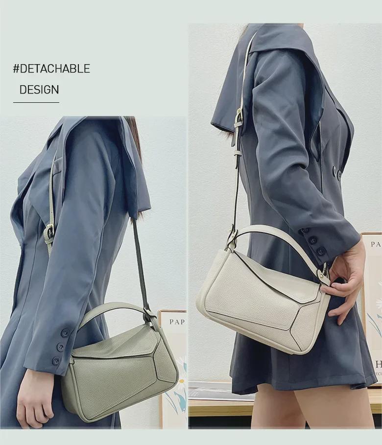 Bolsa Feminina Versátil e Fashion de Couro de Vaca de Ombro Único para o Outono de 2024