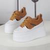 Fashion 12CM Genuine Leather Vulcanized Platform Wedge Casual Women Summer Shoes Fashion Sneakers Hollow Heels Increase Shoes