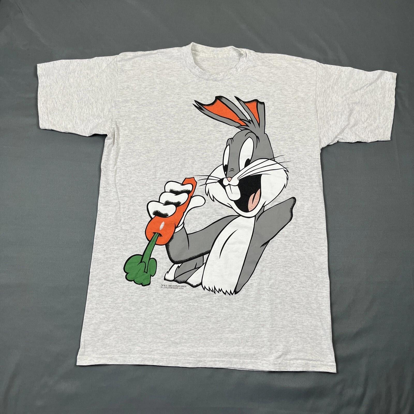 Vintage Looney Tunes Bugs Bunny T Shirt 1996 Big Print Tee Warner Bros 2XL USA S