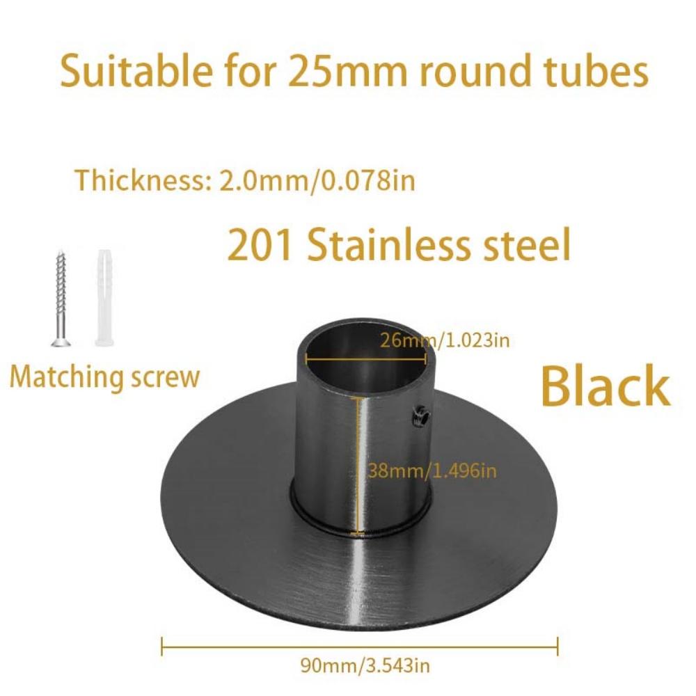 201 304 Stainless Steel Universal Flange Seat Rotatable Wardrobe Curtain Rod Towel Round Tube Holder Bracket Furniture Fittings