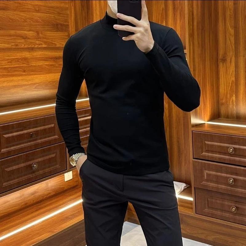 Senior Business Casual All-match Pullovers Turtleneck Solid Color Elasticity Comfortable Skin Friendly Men's Top Autumn 2024