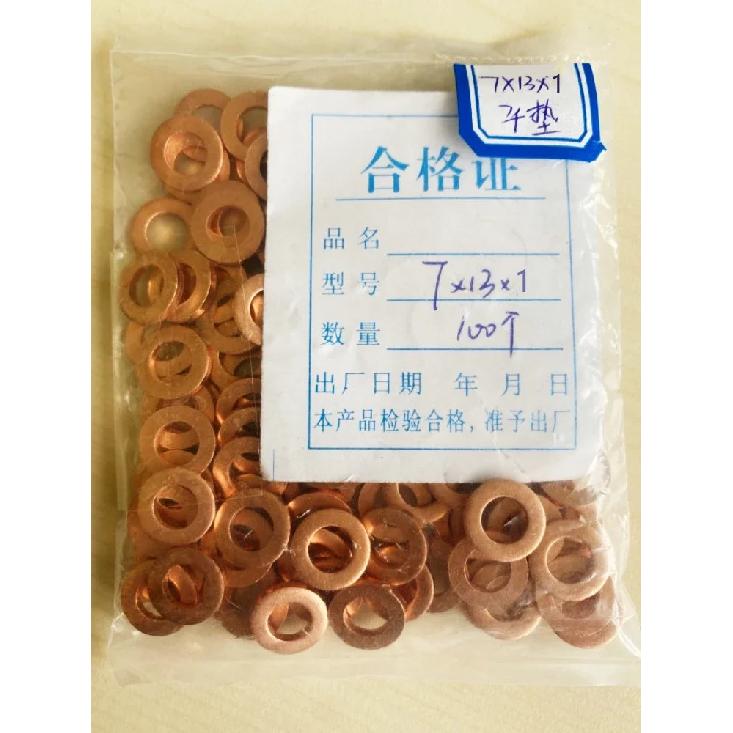 100PCS 10×15mm 7×13mm /15mm Diesel Common Rail Injector Nozzle Copper Seal Washer Fuel Pump Gasket Pad for   CAT