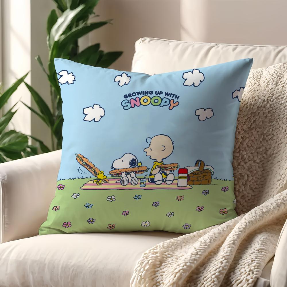 Cartoon S-Snoopy Hund Niedlicher Kissenbezug Kissen Sofa Druck Dekoration Zimmer Zuhause Büro Café Auto Nordische Schlichtheit