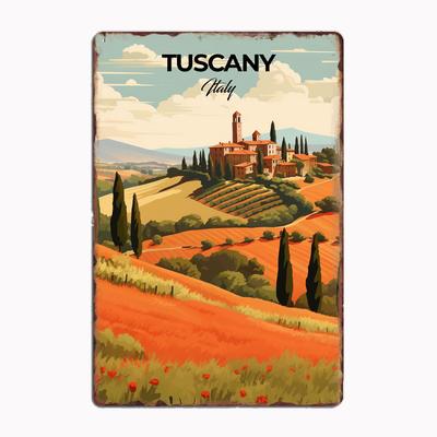 Toskana Italien Reise Kunstdruck Poster Retro Metallschild Wandbild Teller Club Zinn Heimdeko Raumdekoration Wanddeko